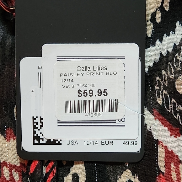 NWT Ulla Popken Mixed Paisley Print Ruffle Sleeve Blouse Size 14 - Picture 8 of 13